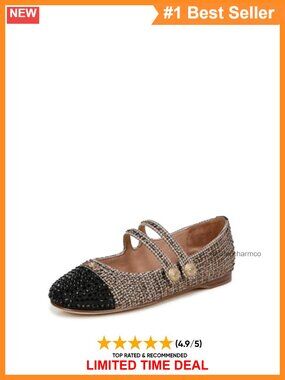 Mary Jane Flats Crystal Embellished Slip-On Cushioned Women's Shoes